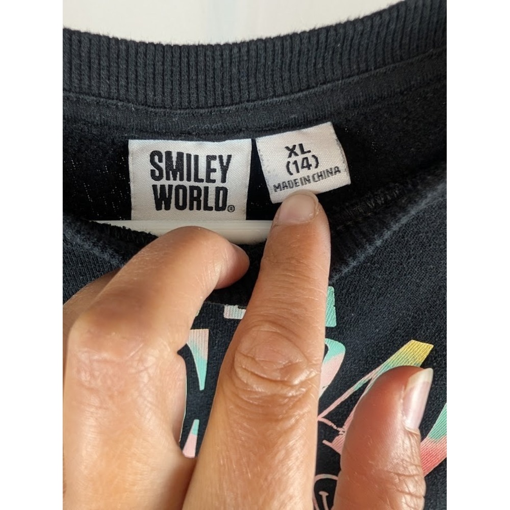 Smiley World Have a Nice Day Black Graphic Sweatshirt, Youth XL 14 - Picture 6 of 10